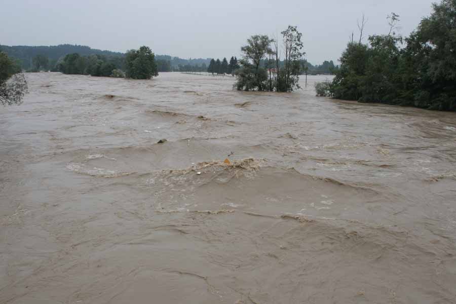 Hochwasser 22. und 23.August 2005 im Allgäu / Kanal - Iller in Martinszell