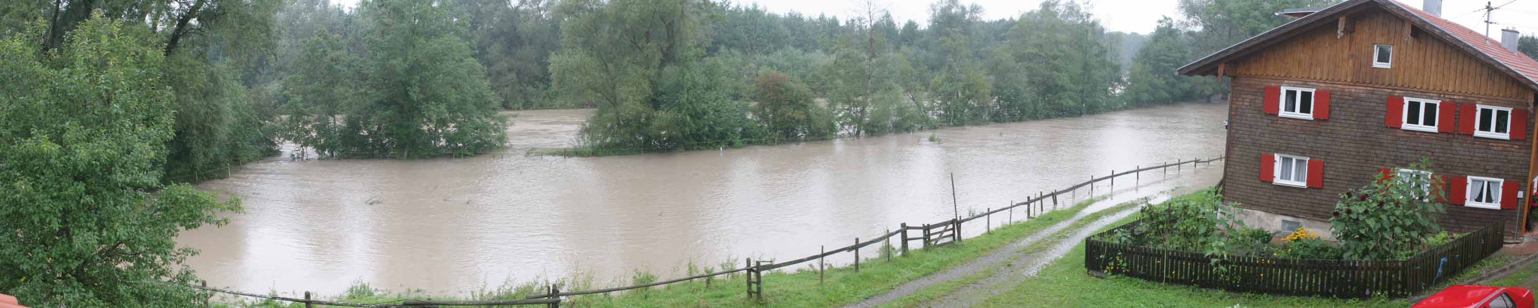 Hochwasser 22. und 23.August 2005 im Allgäu / Flutpanorama in Ottackers