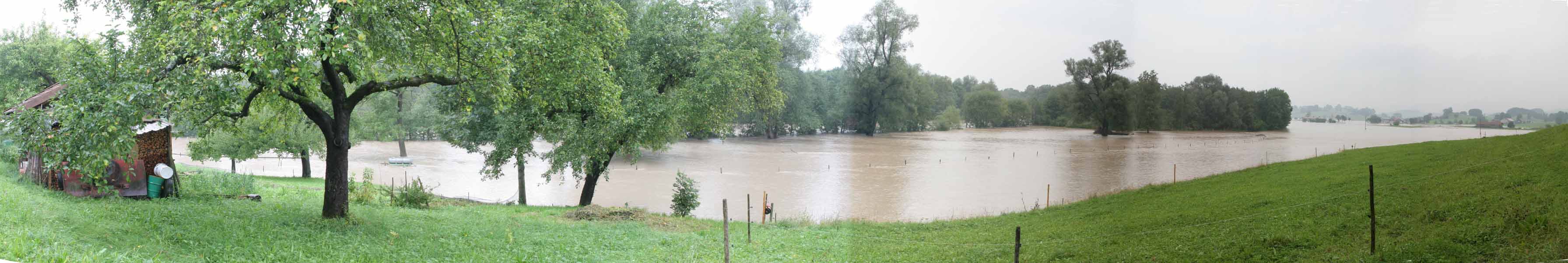 Hochwasser 22. und 23.August 2005 im Allgäu / Flutpanorama in Ottackers