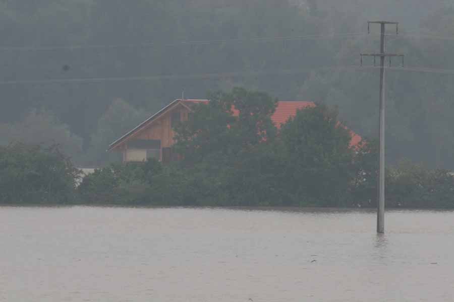 Hochwasser 22. und 23.August 2005 im Allgäu / Iller Flut bei Sulzberg (Oberallgäu)