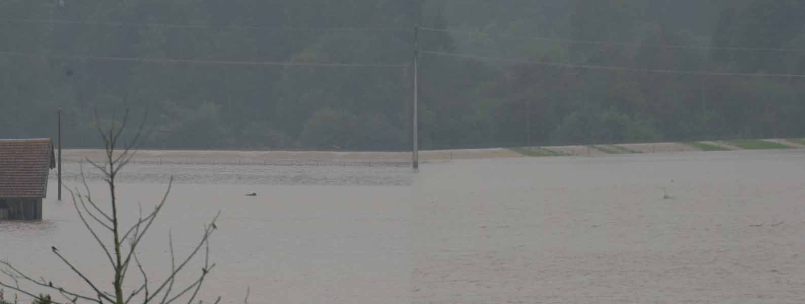 Hochwasser 22. und 23.August 2005 im Allgäu / Flutpanorama in Sulzberg (Oberallgäu)