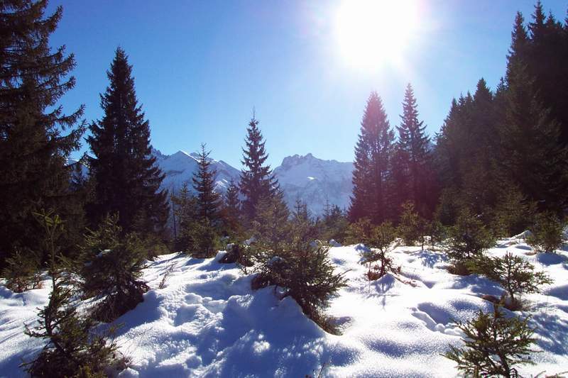 Aufstieg zum Himmelsschrofen mit Blick auf den Kratzer